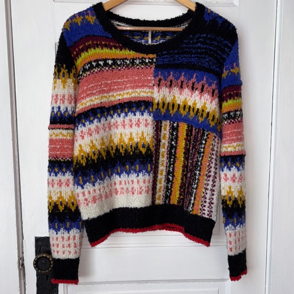 FREE PEOPLE BEST DAY EVER COLORBLOCK CREWNECK
SWEATER - Picture 2 of 8